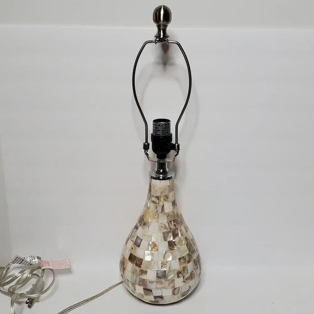 Jonathan Y White and Tan Marbled ceramic electric table lamp 21